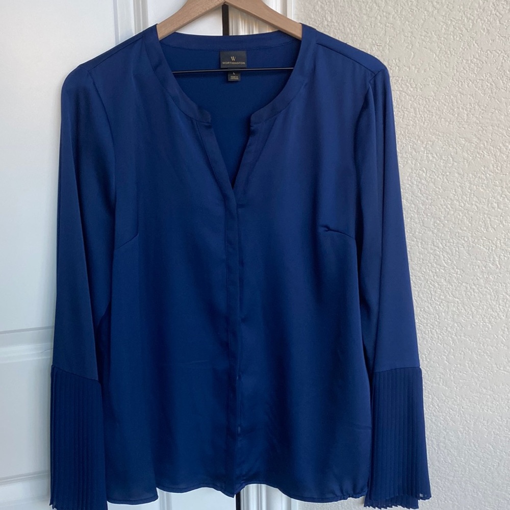 Navy Buttoned Blouse (L)